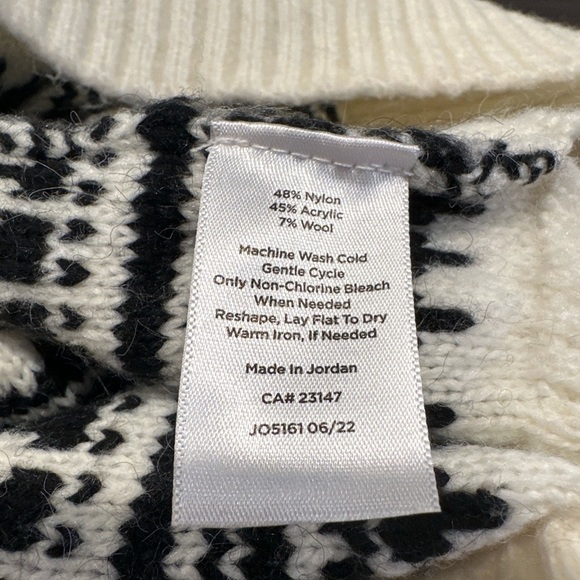 Talbots Black White Striped Mock Neck Sweater Women’s Size M Cozy Winter Knit - Picture 7 of 7
